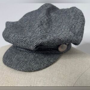 Gray Herringbone Newsboy Cap